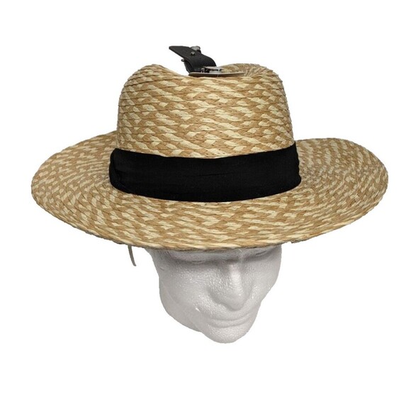 Panama Hat 3-inch Brim Wide Pleated Hatband Black Sweatband with Clip  **NEW** - Picture 2 of 10